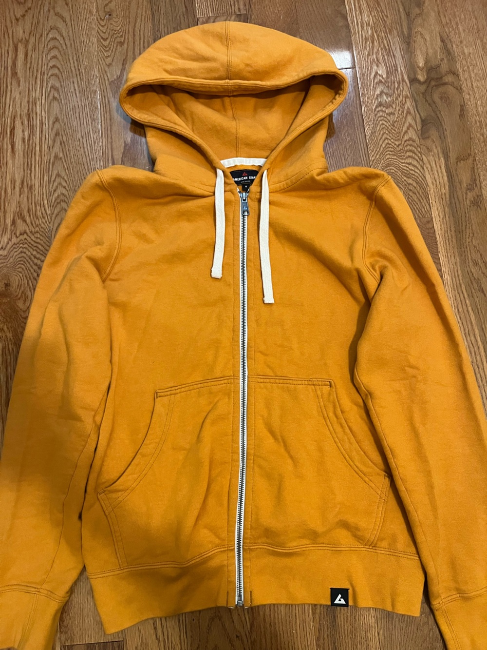 American Giant Men’s Full Zip Hoodie Small Made In USA Mustard Orange/Yellow